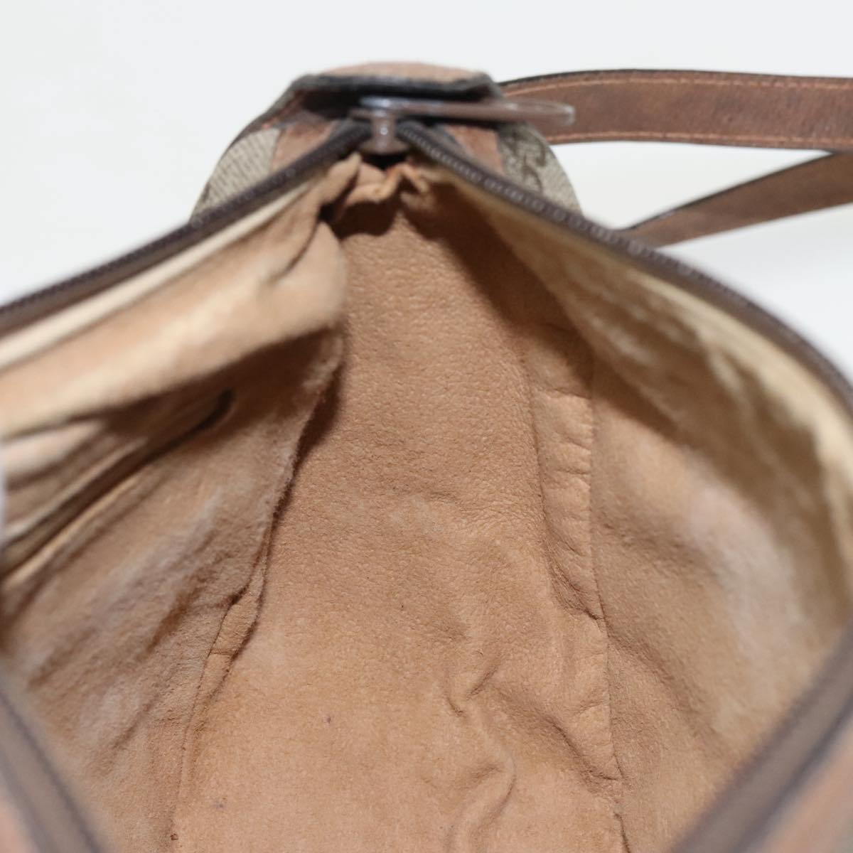 GUCCI GG Supreme Web Sherry Line Shoulder Bag PVC Beige Gold th5387