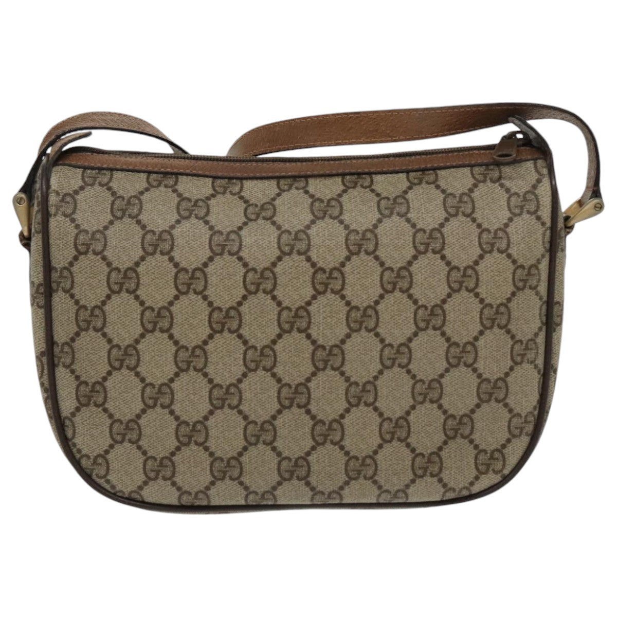 GUCCI GG Supreme Web Sherry Line Shoulder Bag PVC Beige Gold th5387
