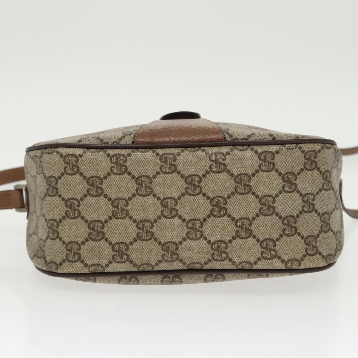 GUCCI GG Supreme Web Sherry Line Shoulder Bag PVC Beige Gold th5387