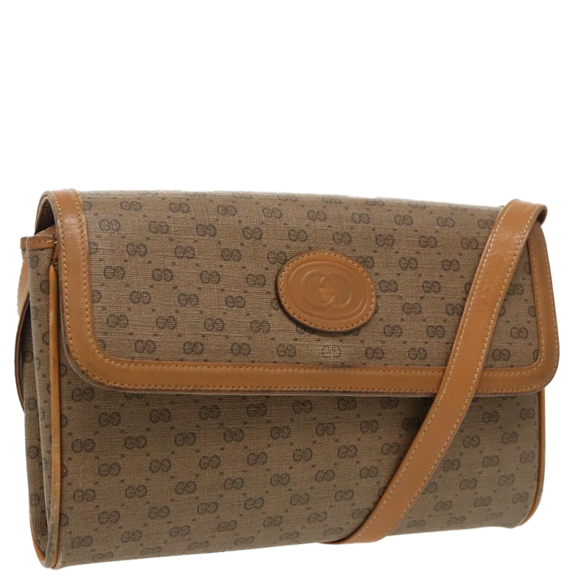 GUCCI Micro GG Supreme Shoulder Bag PVC Beige Gold th5417