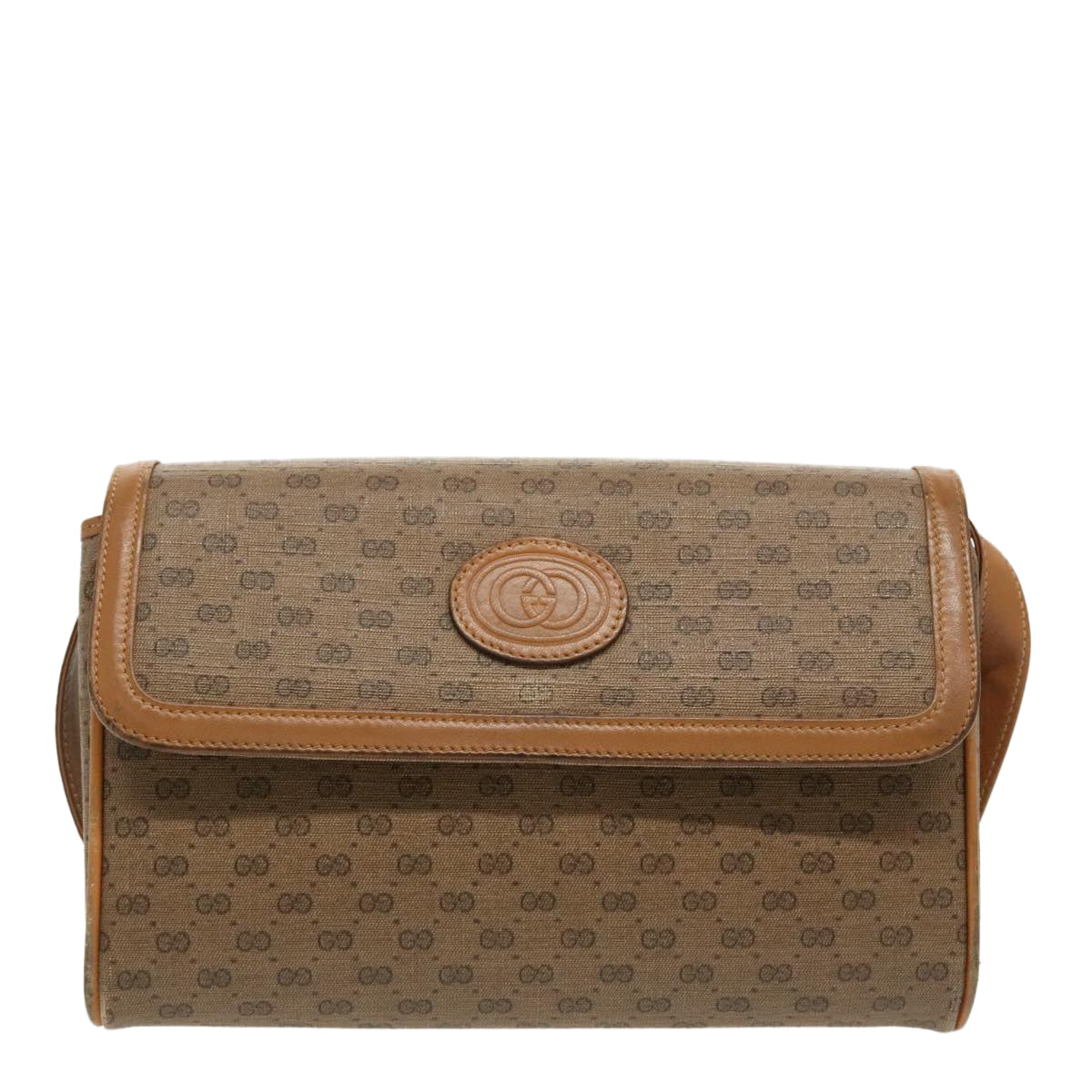 GUCCI Micro GG Supreme Shoulder Bag PVC Beige Gold th5417