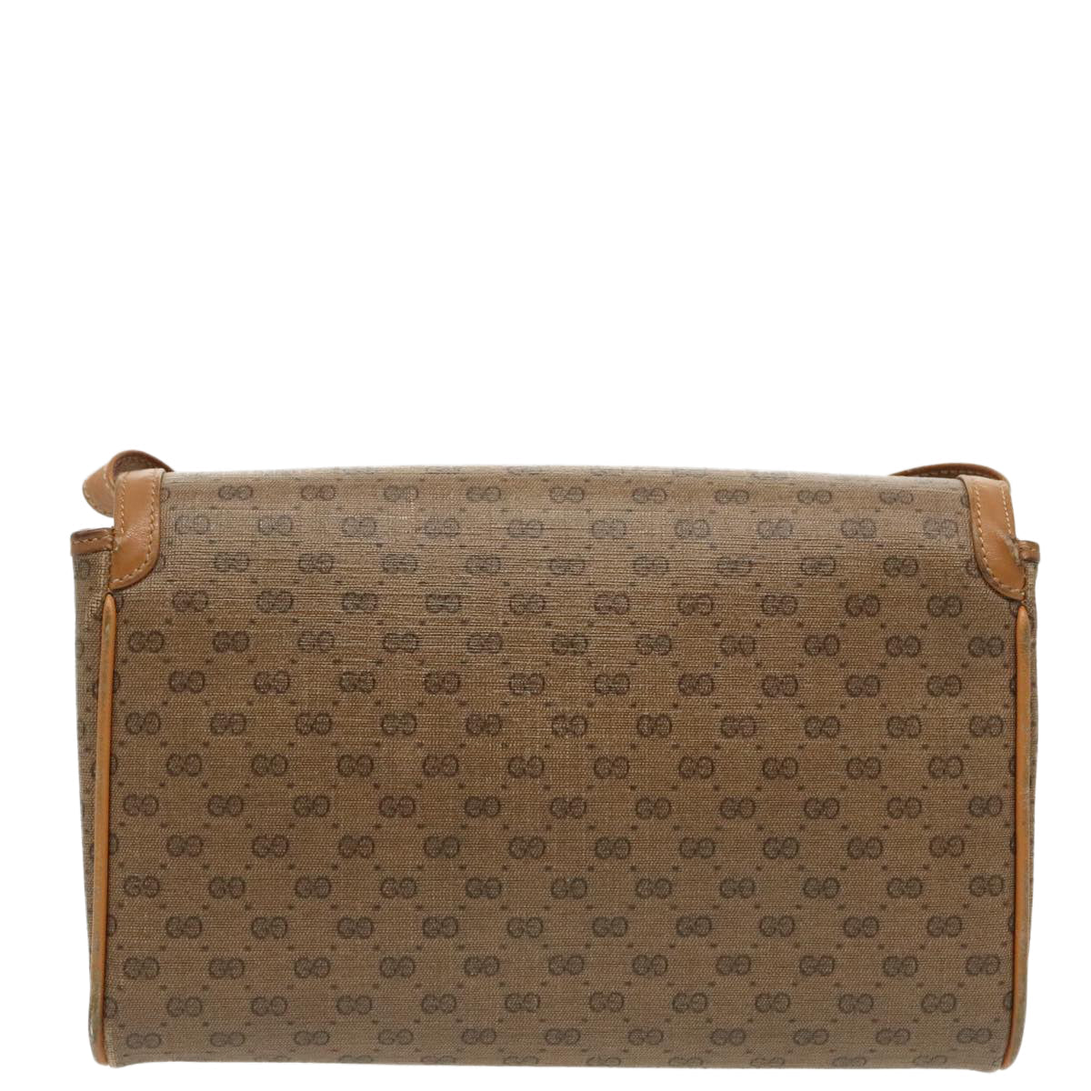 GUCCI Micro GG Supreme Shoulder Bag PVC Beige Gold th5417
