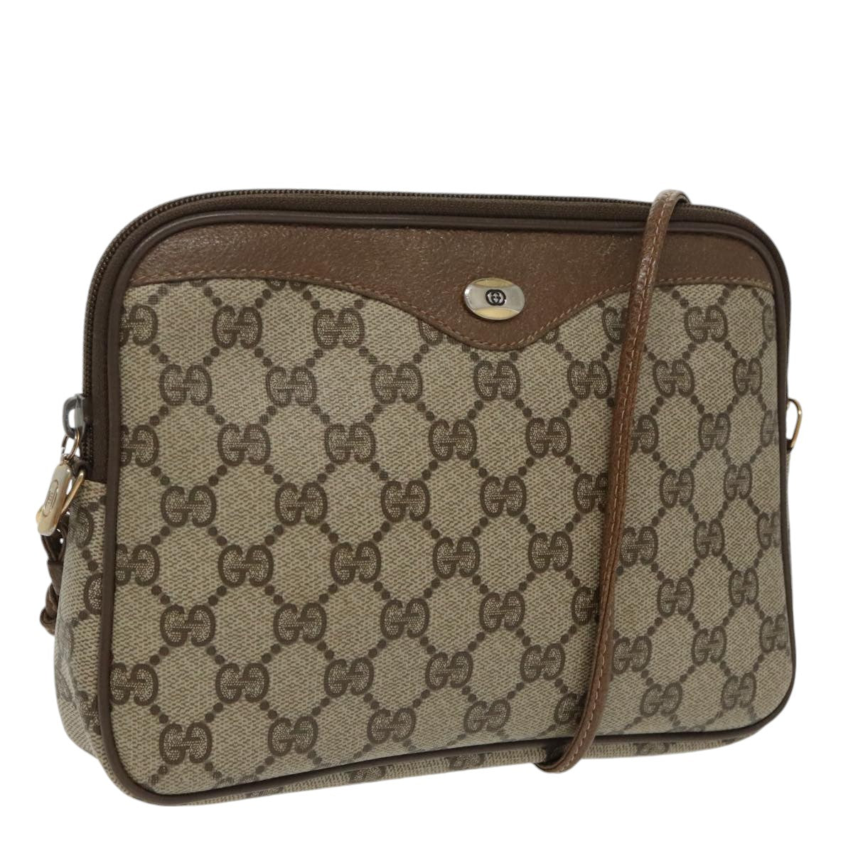 GUCCI GG Supreme Shoulder Bag PVC Beige Gold 97 02 068 th5444