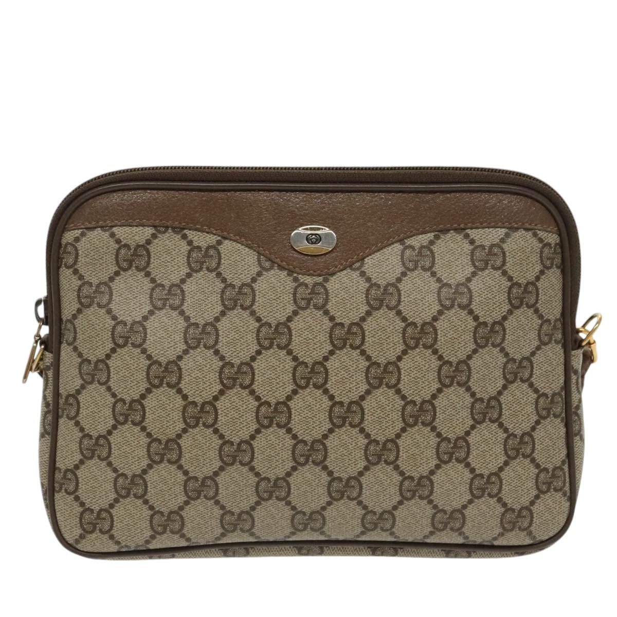 GUCCI GG Supreme Shoulder Bag PVC Beige Gold 97 02 068 th5444
