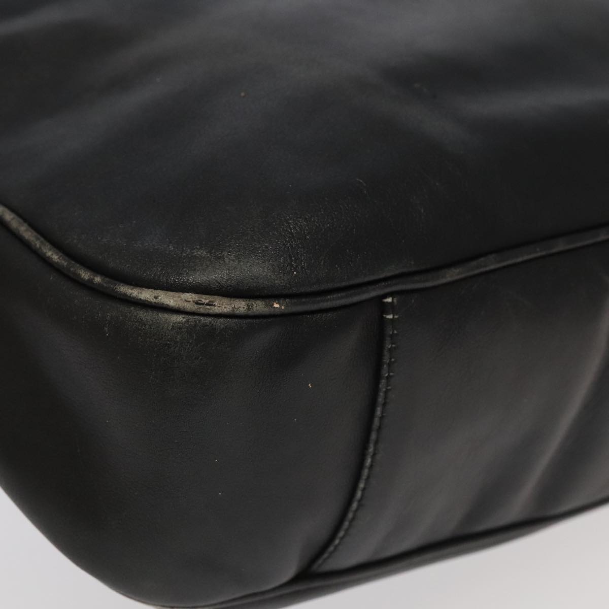 GUCCI Bamboo Shoulder Bag Leather 2way Black Gold 001.123.1577 th5460