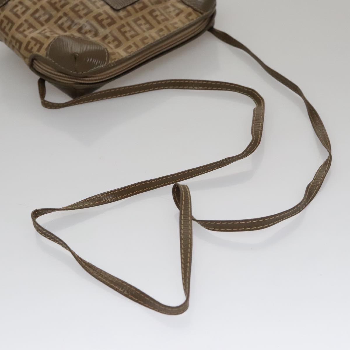 FENDI Zucchino Canvas Shoulder Bag Beige th5552