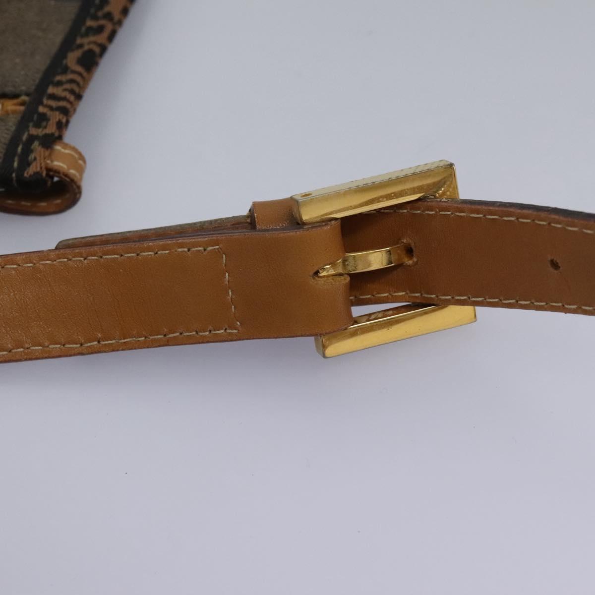 FENDI Pecan Canvas Shoulder Bag PVC Leather Brown th5553