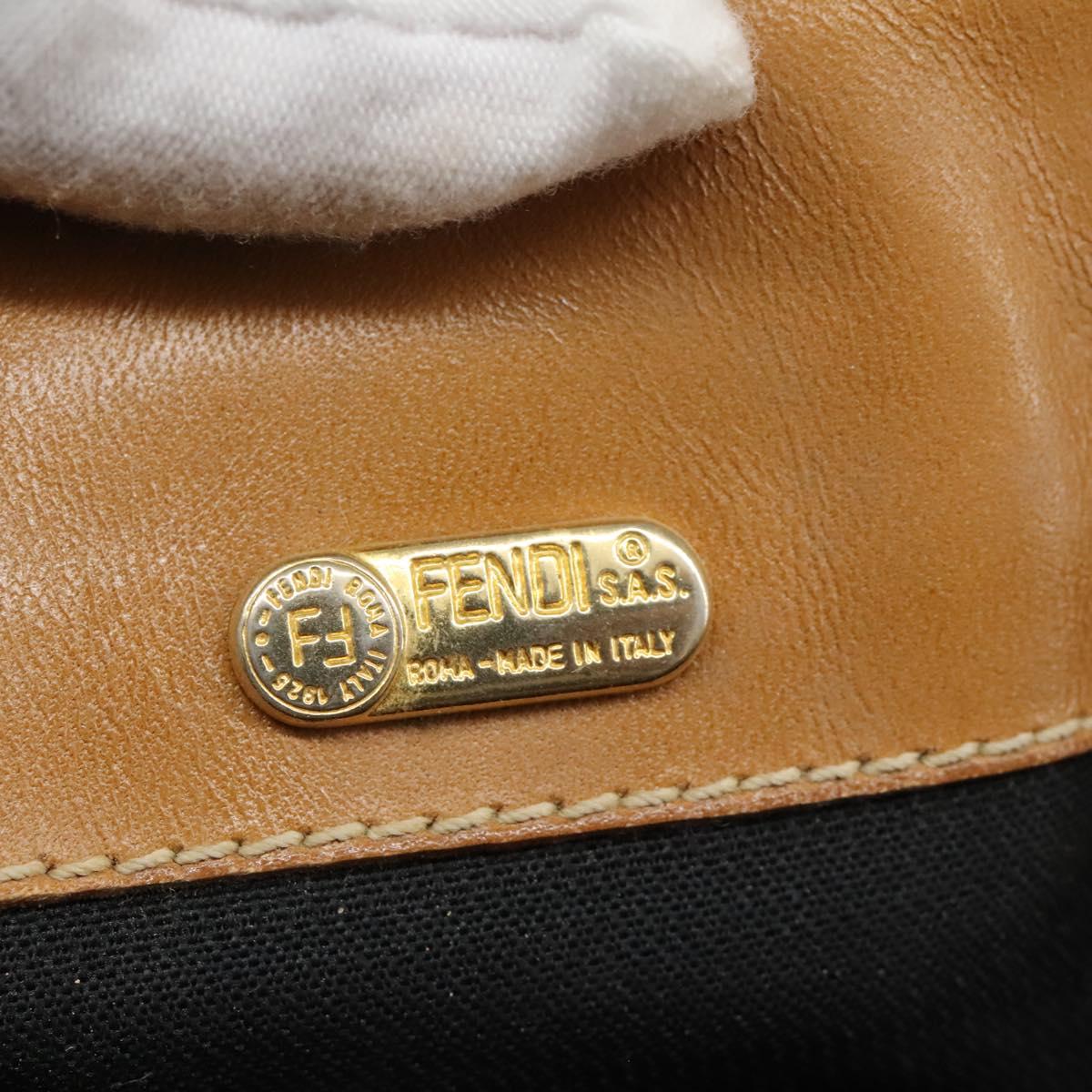 FENDI Pecan Canvas Shoulder Bag PVC Leather Brown th5553