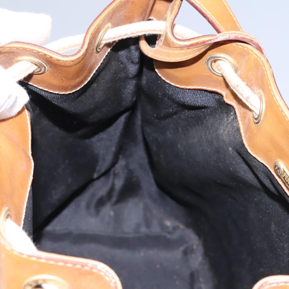 FENDI Pecan Canvas Shoulder Bag PVC Leather Brown th5553