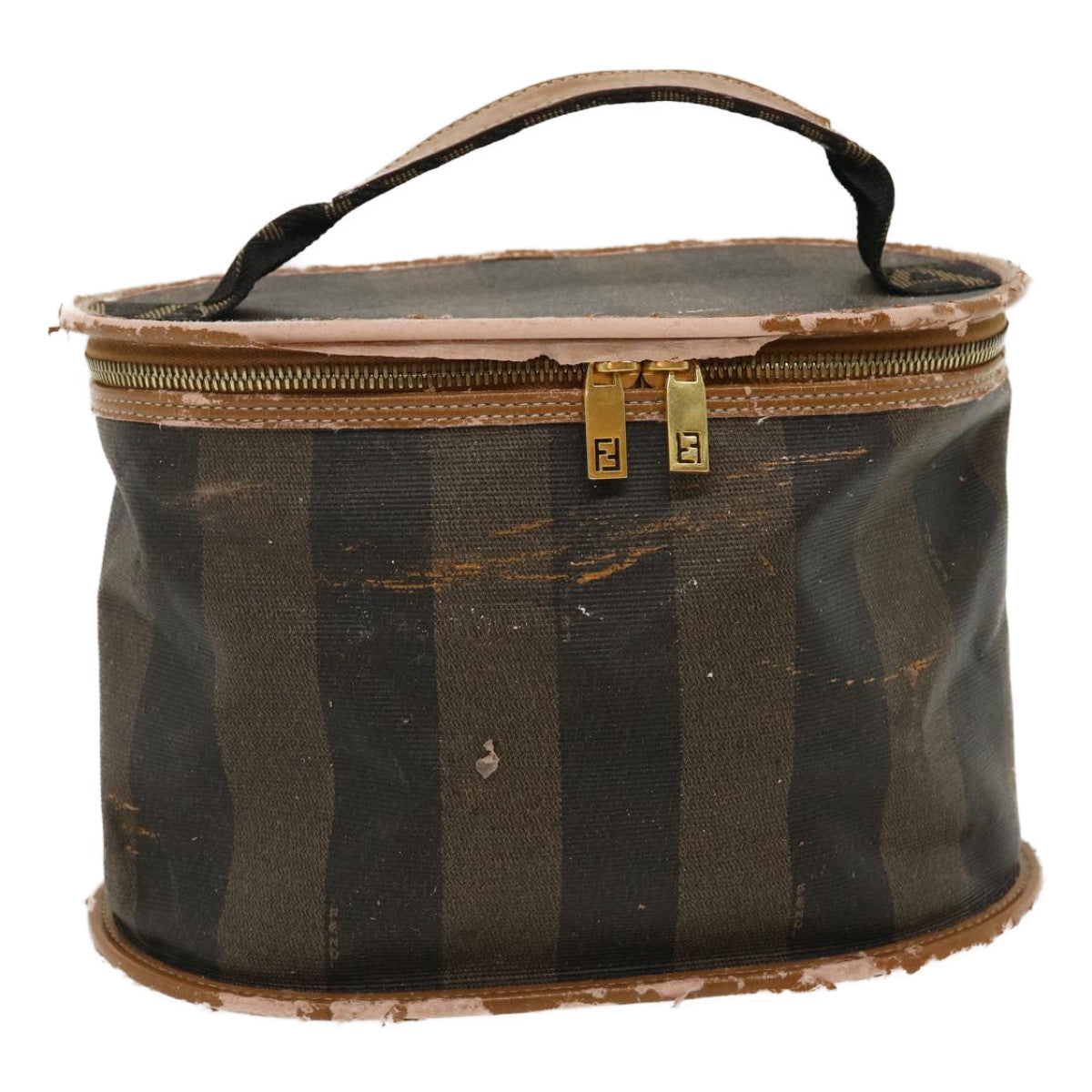 FENDI Pecan Canvas Hand Pouch Black Brown am1752s