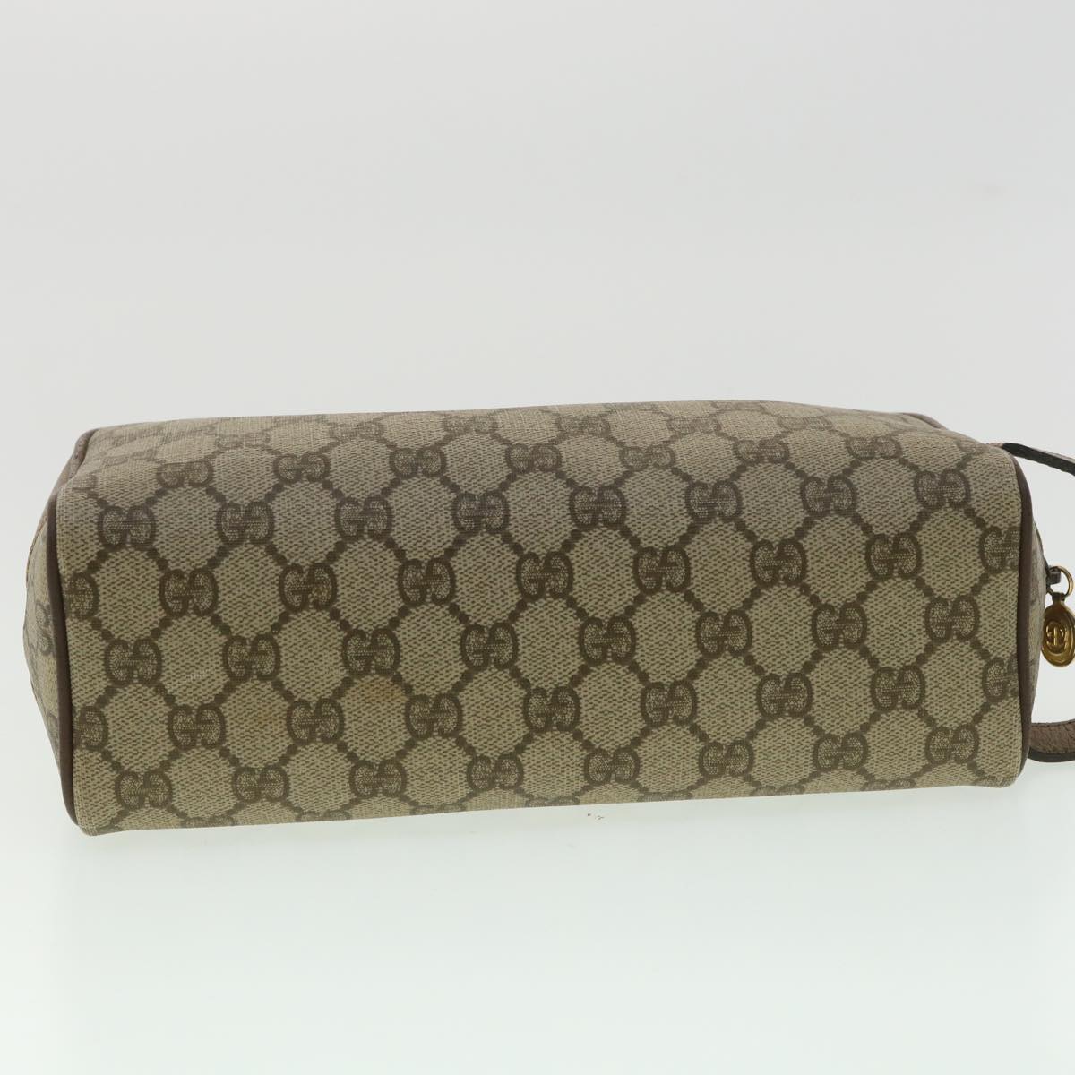 GUCCI GG Canvas Clutch Bag PVC Leather Beige am3609