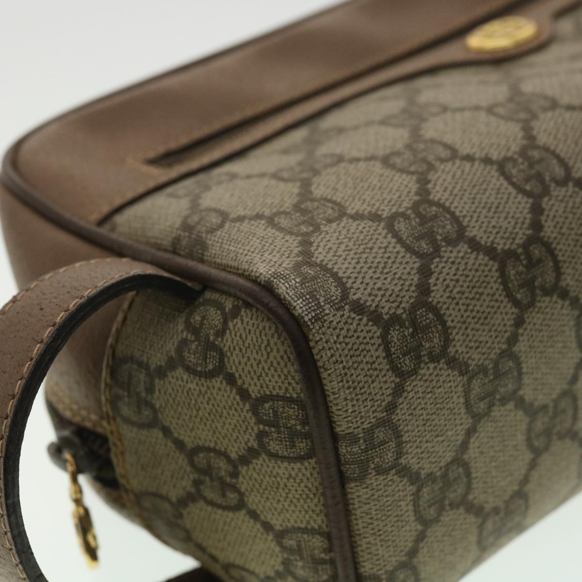GUCCI GG Canvas Clutch Bag PVC Leather Beige am3609