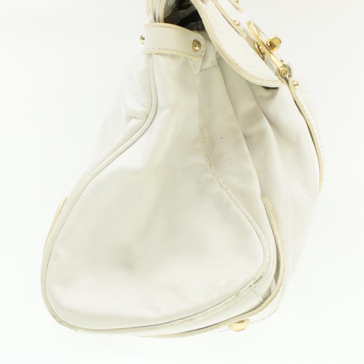FENDI Shoulder Bag Leather White yk107