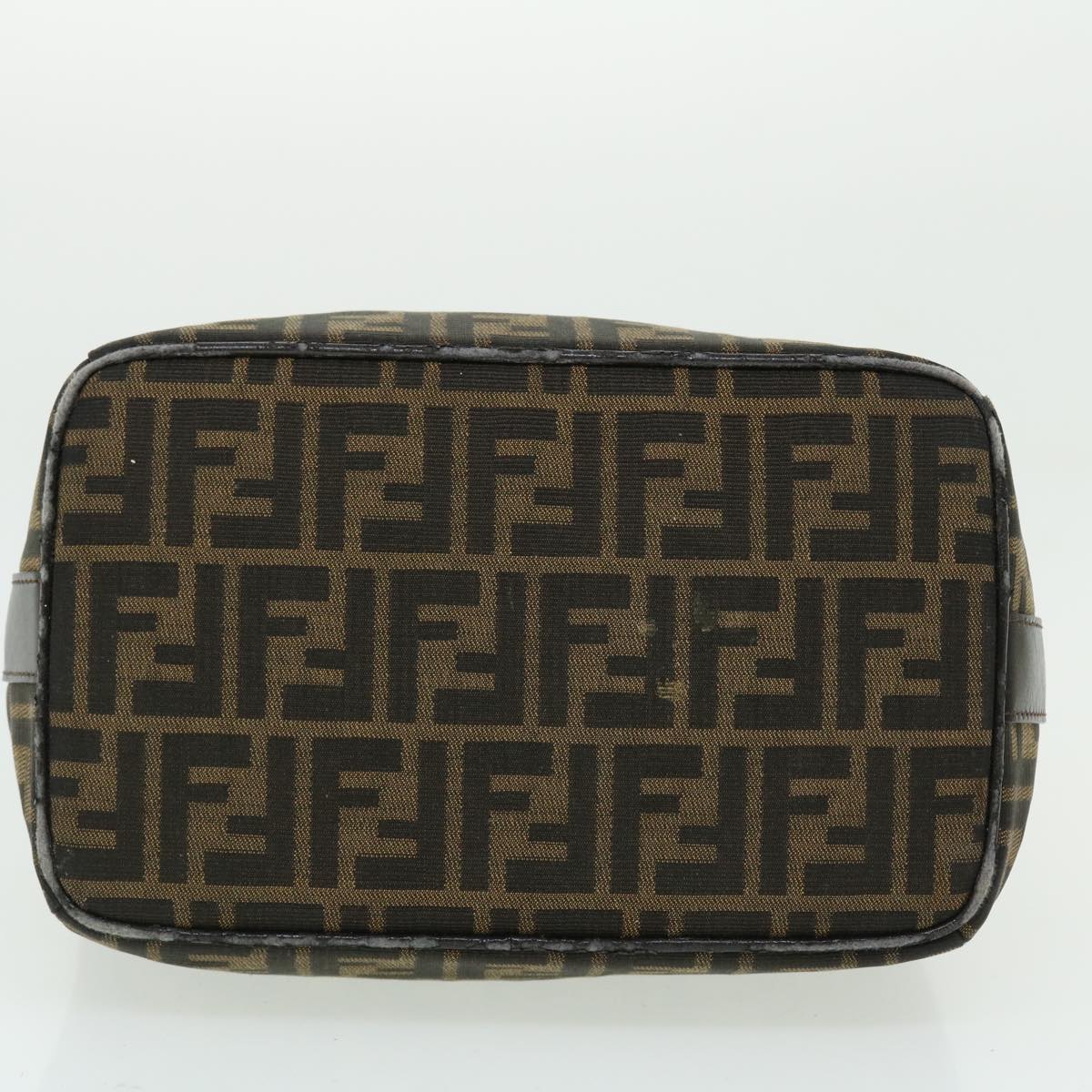 FENDI Zucca Canvas Hand Bag Nylon Black Brown yk6887B
