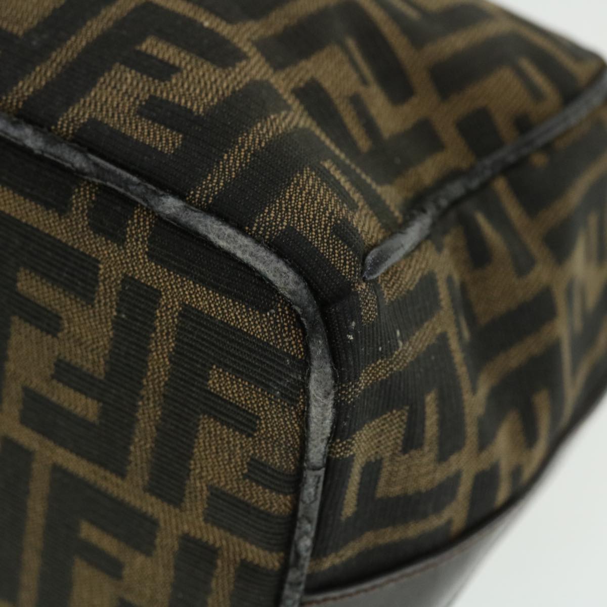 FENDI Zucca Canvas Hand Bag Nylon Black Brown yk6887B