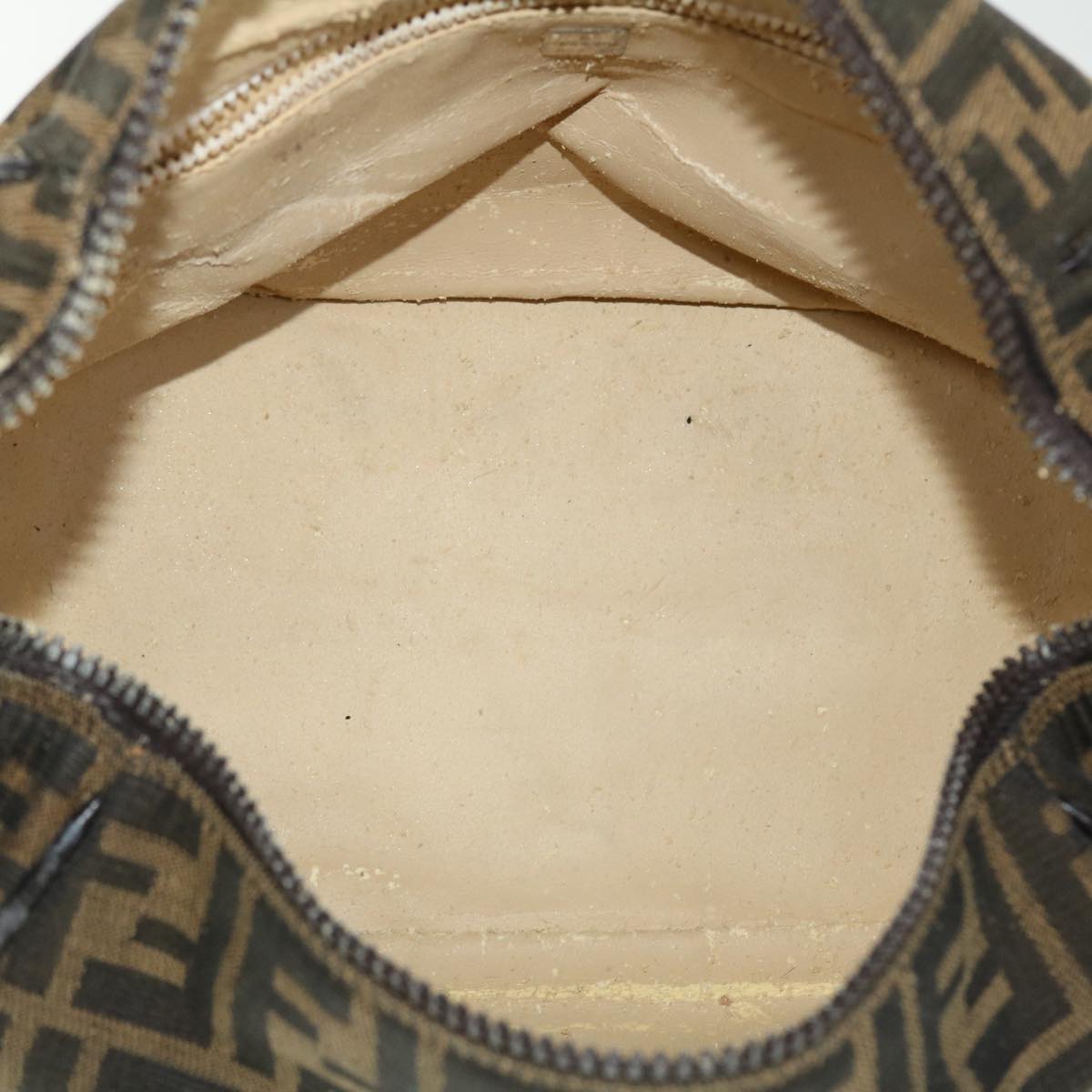 FENDI Zucca Canvas Hand Bag Nylon Black Brown yk6887B