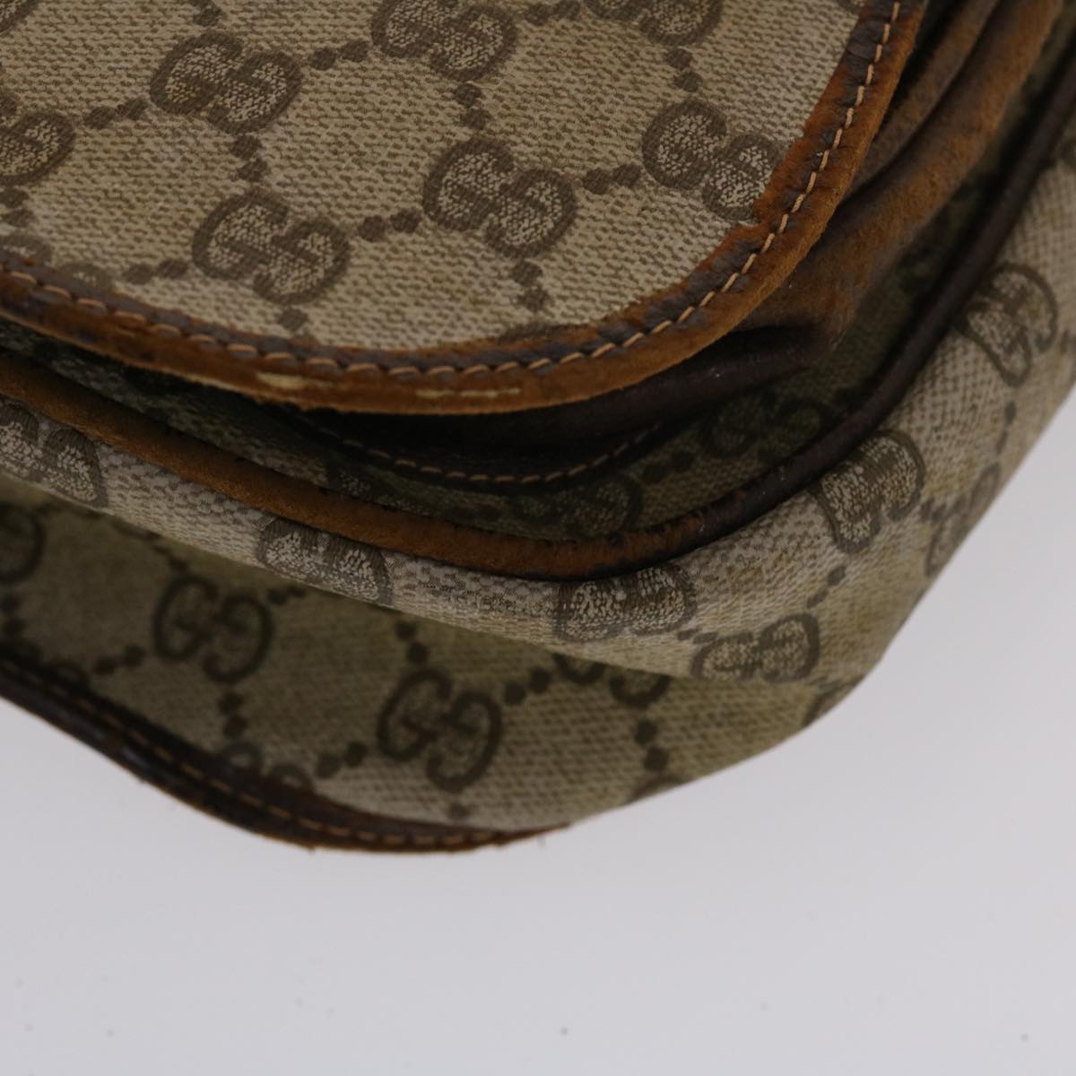 GUCCI GG Canvas Web Sherry Line Shoulder Bag PVC Leather Beige Green ti1142