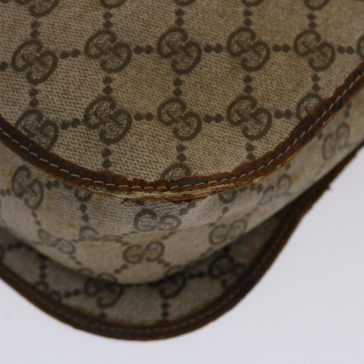 GUCCI GG Canvas Web Sherry Line Shoulder Bag PVC Leather Beige Green ti1142