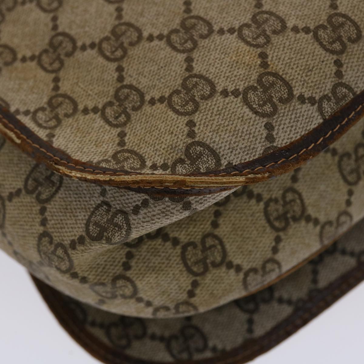 GUCCI GG Canvas Web Sherry Line Shoulder Bag PVC Leather Beige Green ti1142
