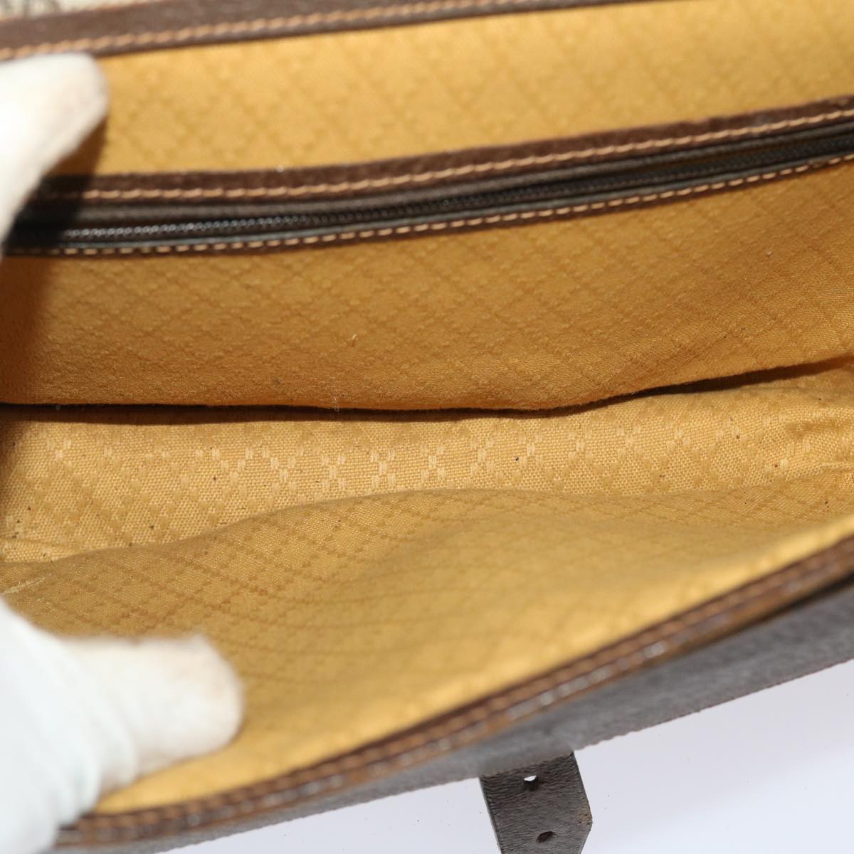 GUCCI GG Canvas Web Sherry Line Shoulder Bag PVC Leather Beige Green ti1142