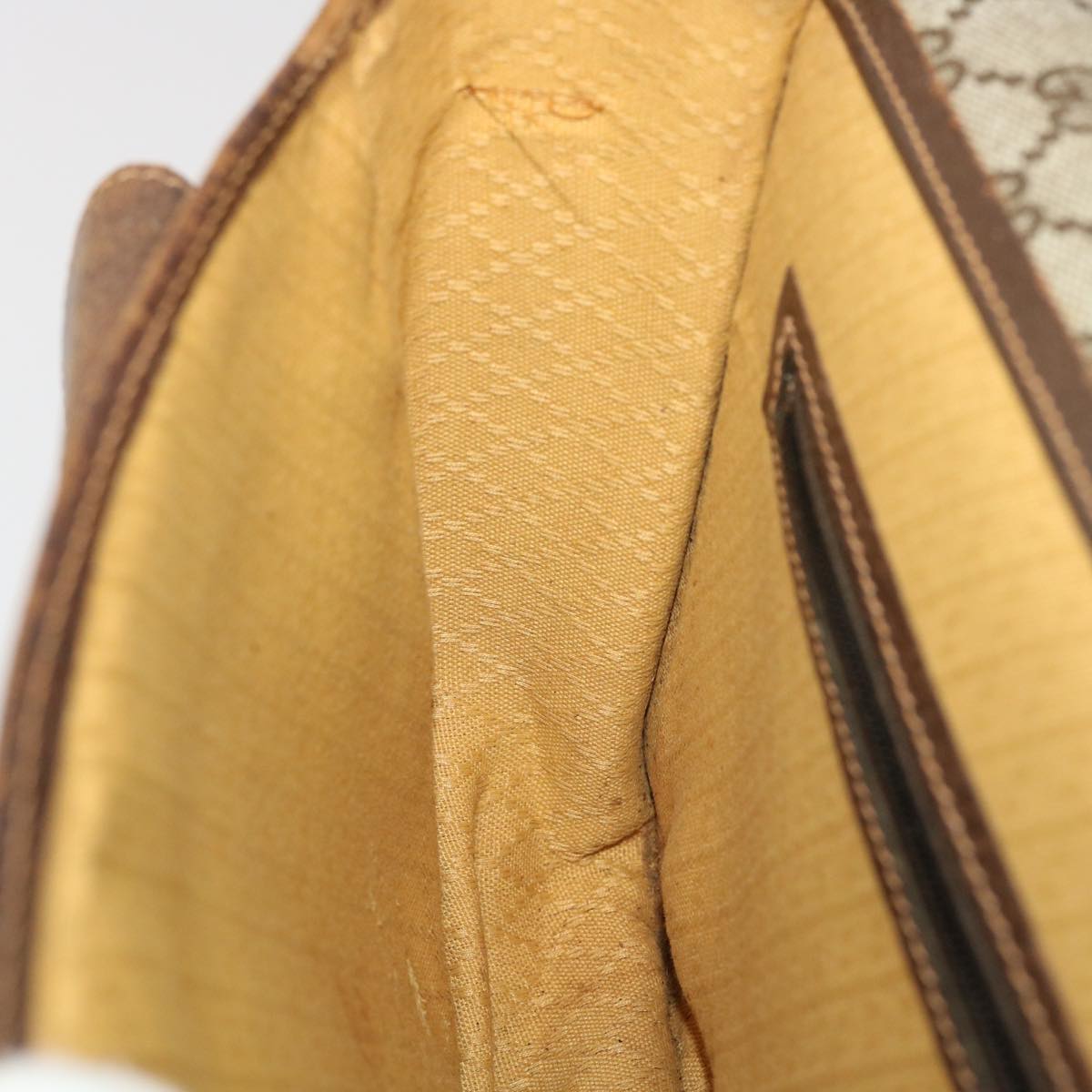 GUCCI GG Canvas Web Sherry Line Shoulder Bag PVC Leather Beige Green ti1142