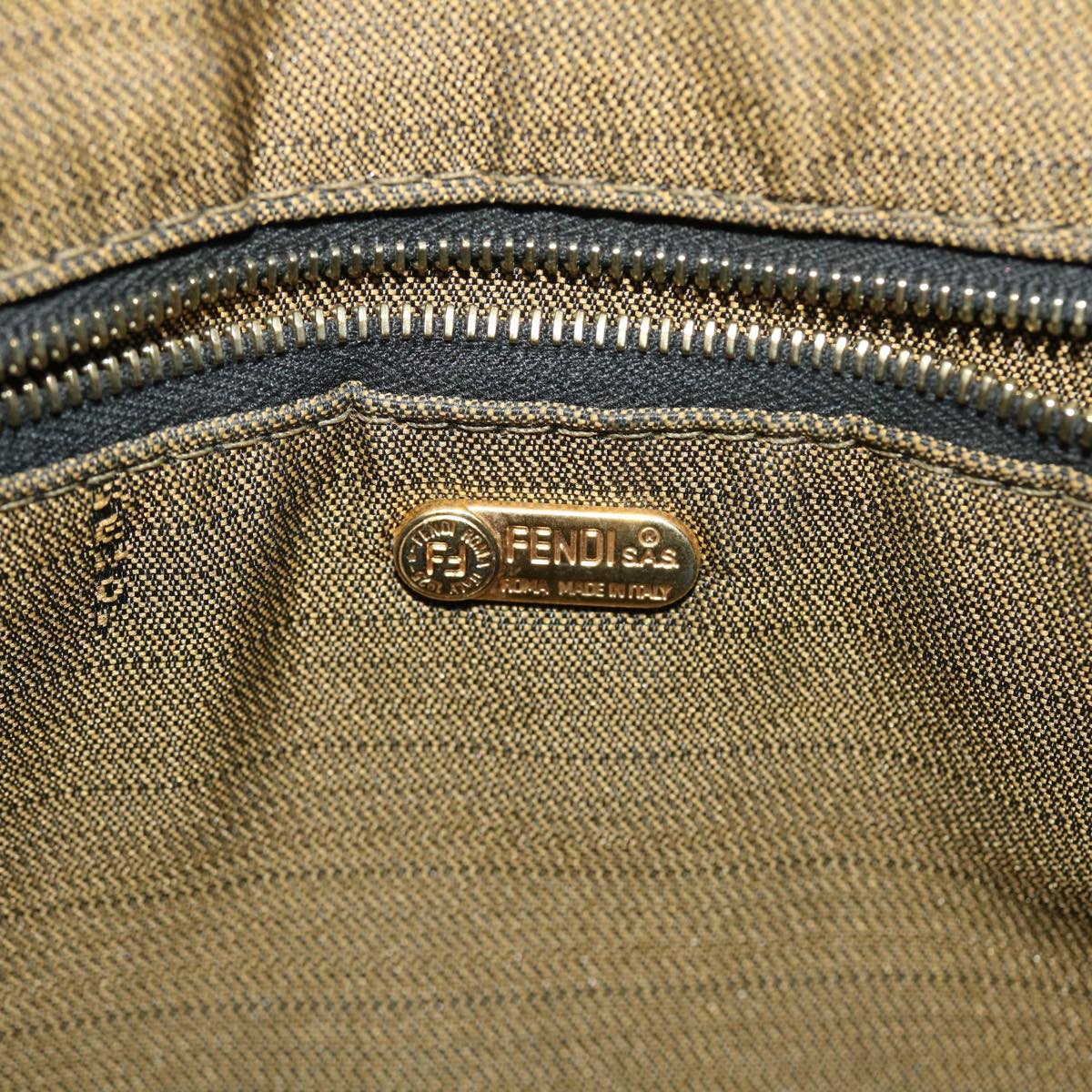 FENDI Zucca Canvas Hand Bag Nylon Leather Black Brown 40340