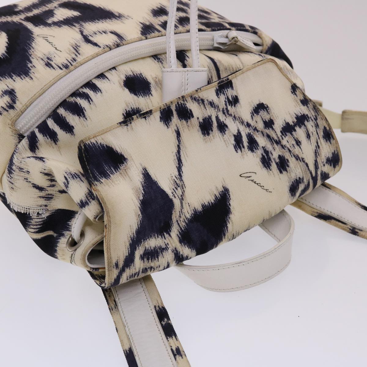 GUCCI Backpack Canvas White Navy 003 9242 002058 ar9137