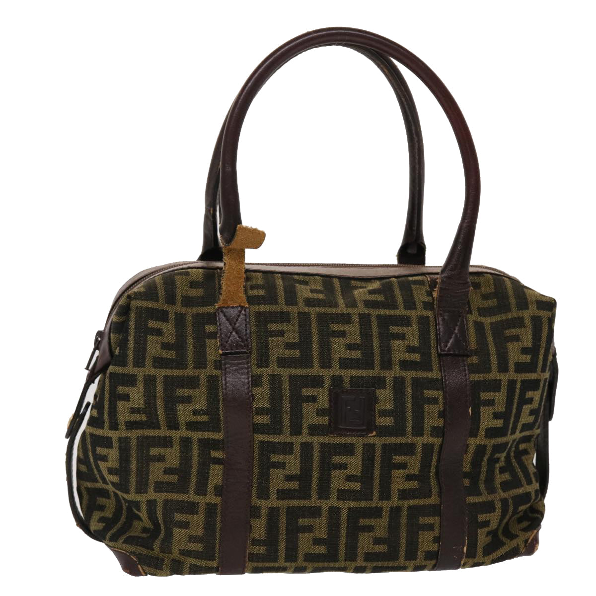 FENDI Zucca Canvas Hand Bag Vintage Brown Black rd2368
