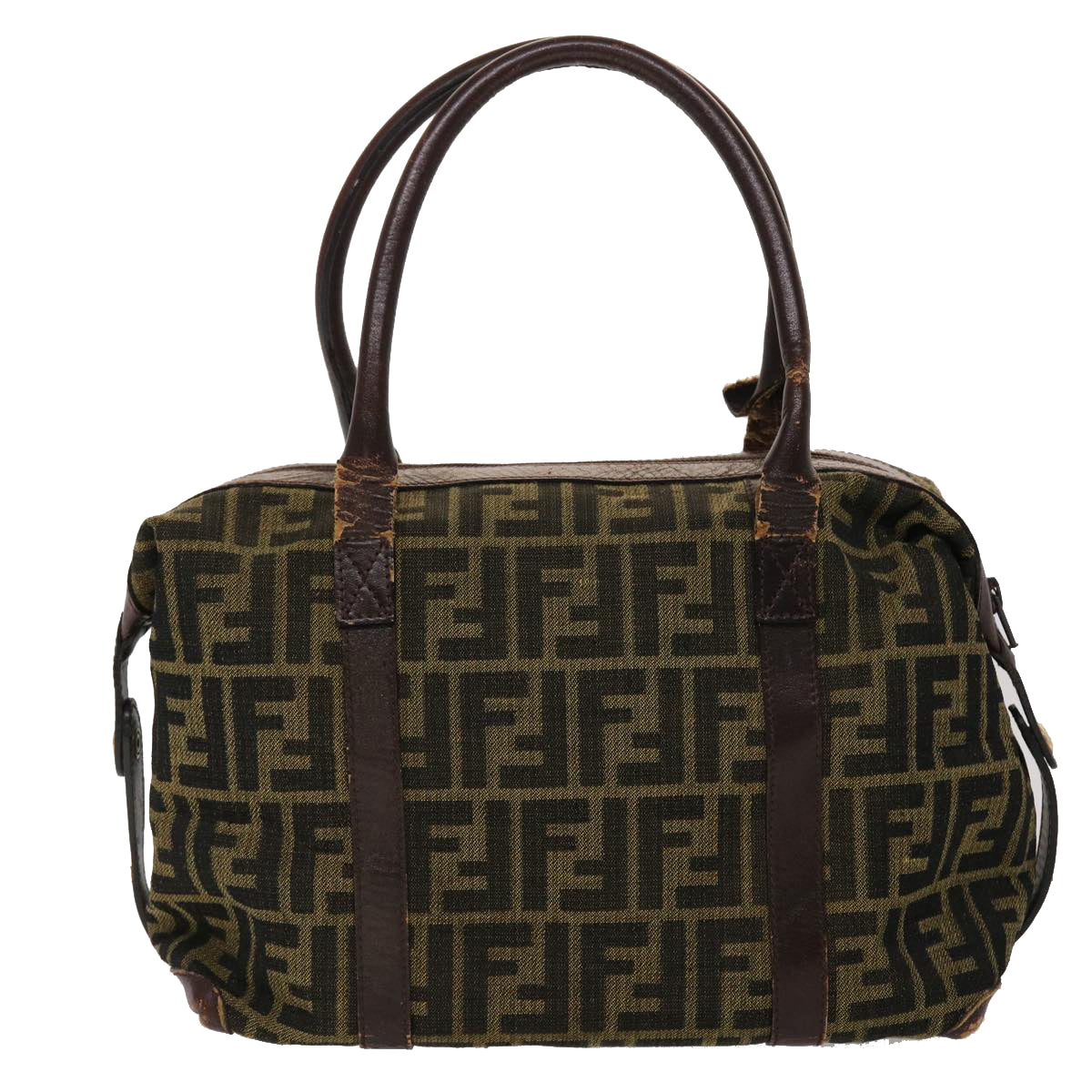 FENDI Zucca Canvas Hand Bag Vintage Brown Black rd2368