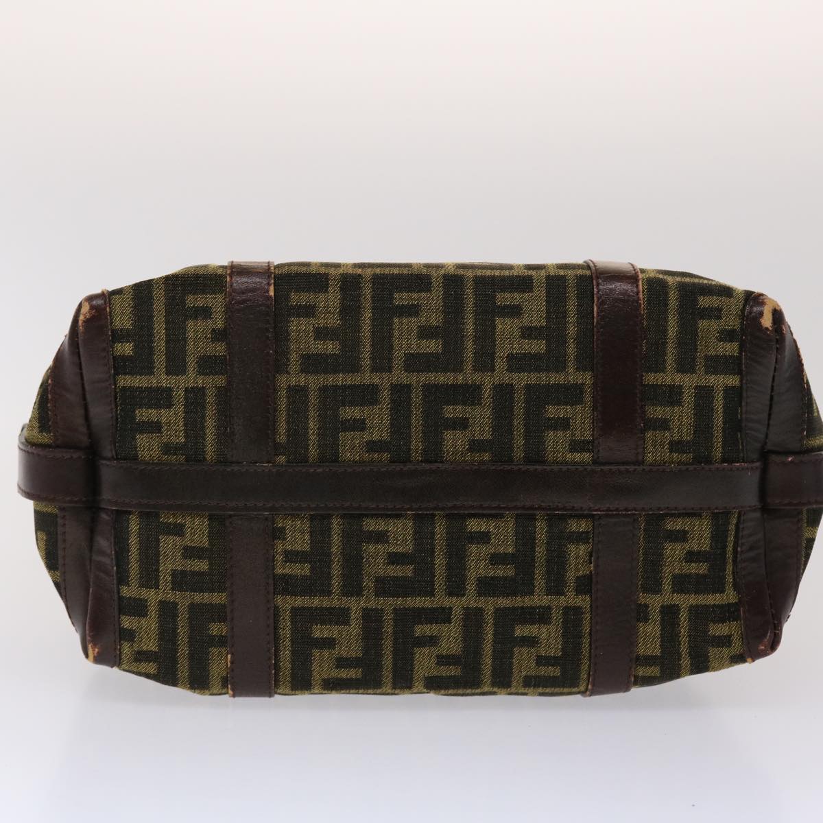 FENDI Zucca Canvas Hand Bag Vintage Brown Black rd2368