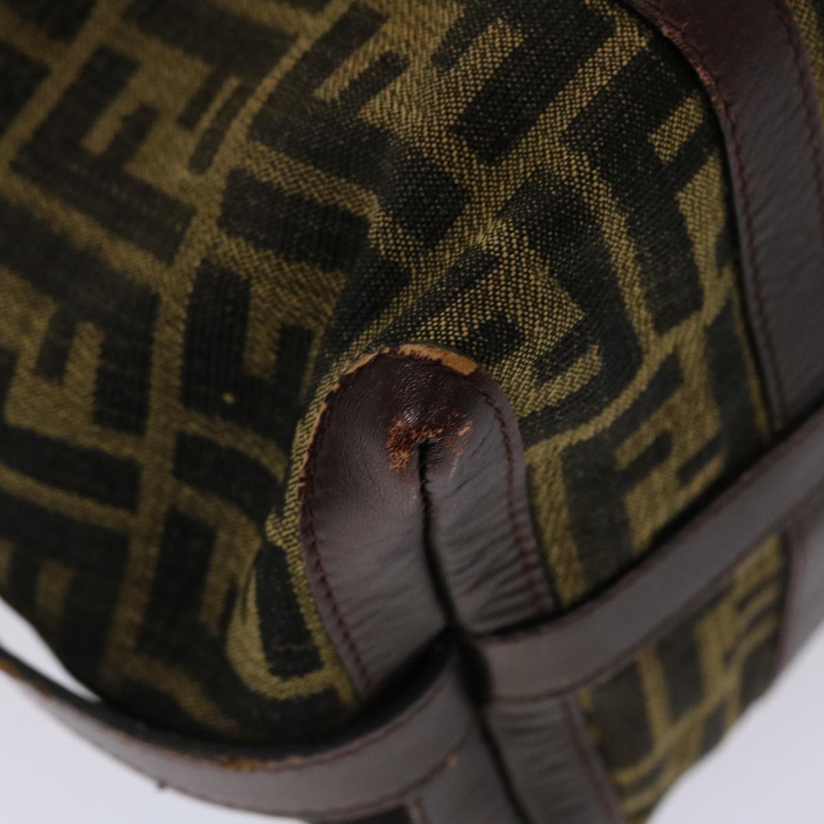 FENDI Zucca Canvas Hand Bag Vintage Brown Black rd2368