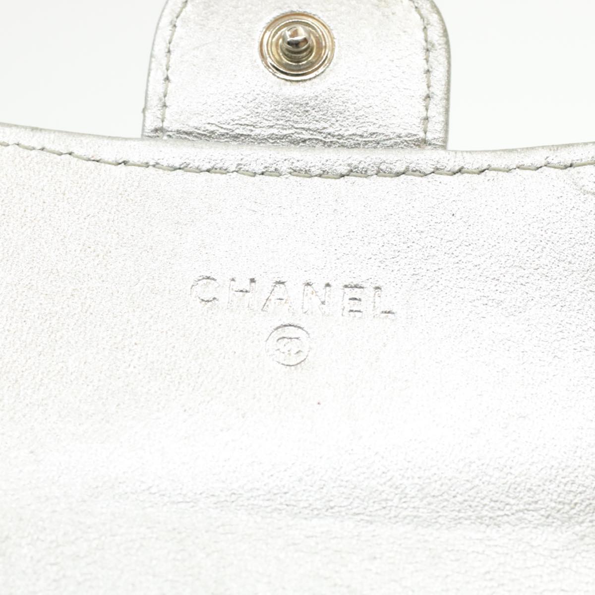 CHANEL Matelasse Bifold Wallet Silver CC cr620