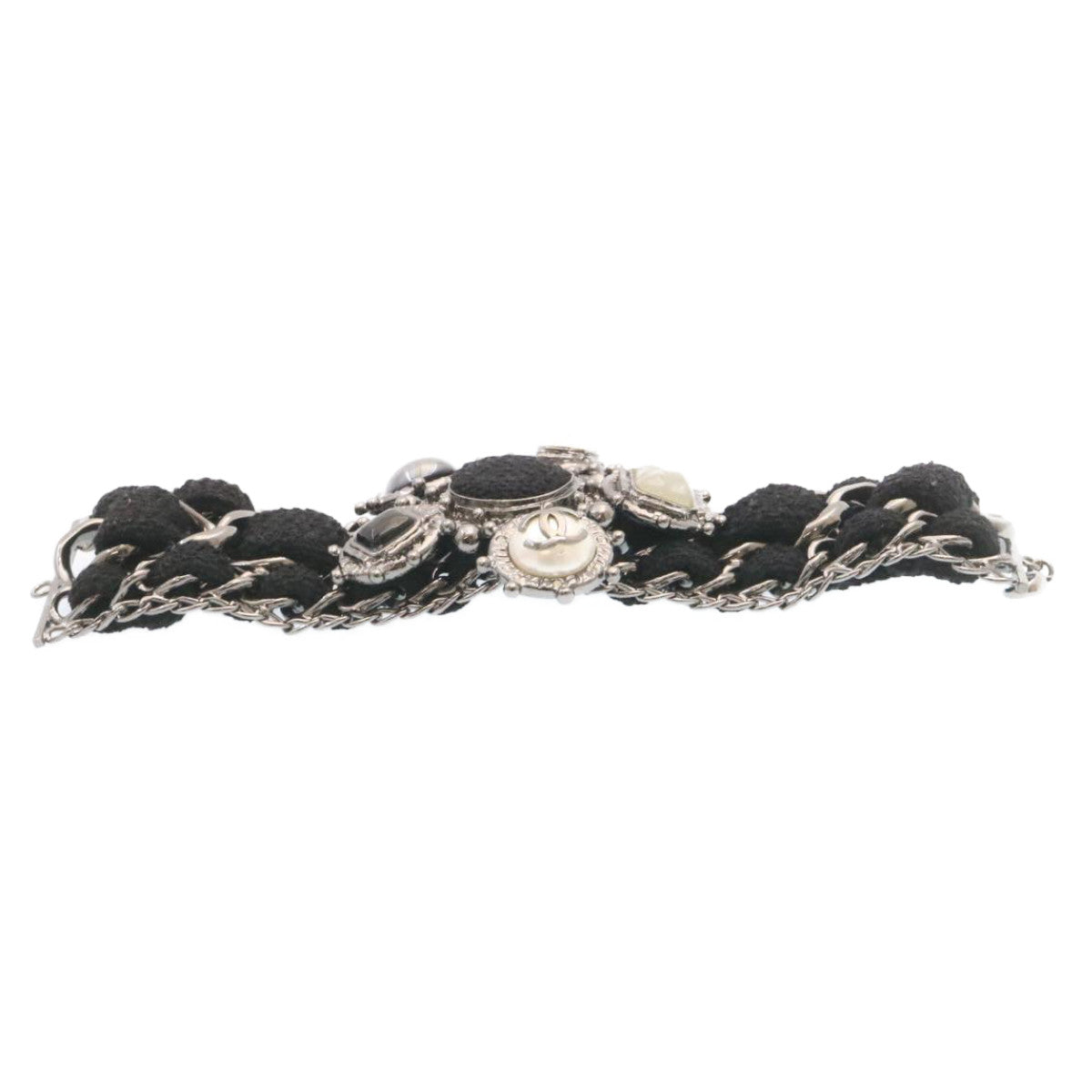 CHANEL Bangle Bracelet Metal Black CC am1441sA
