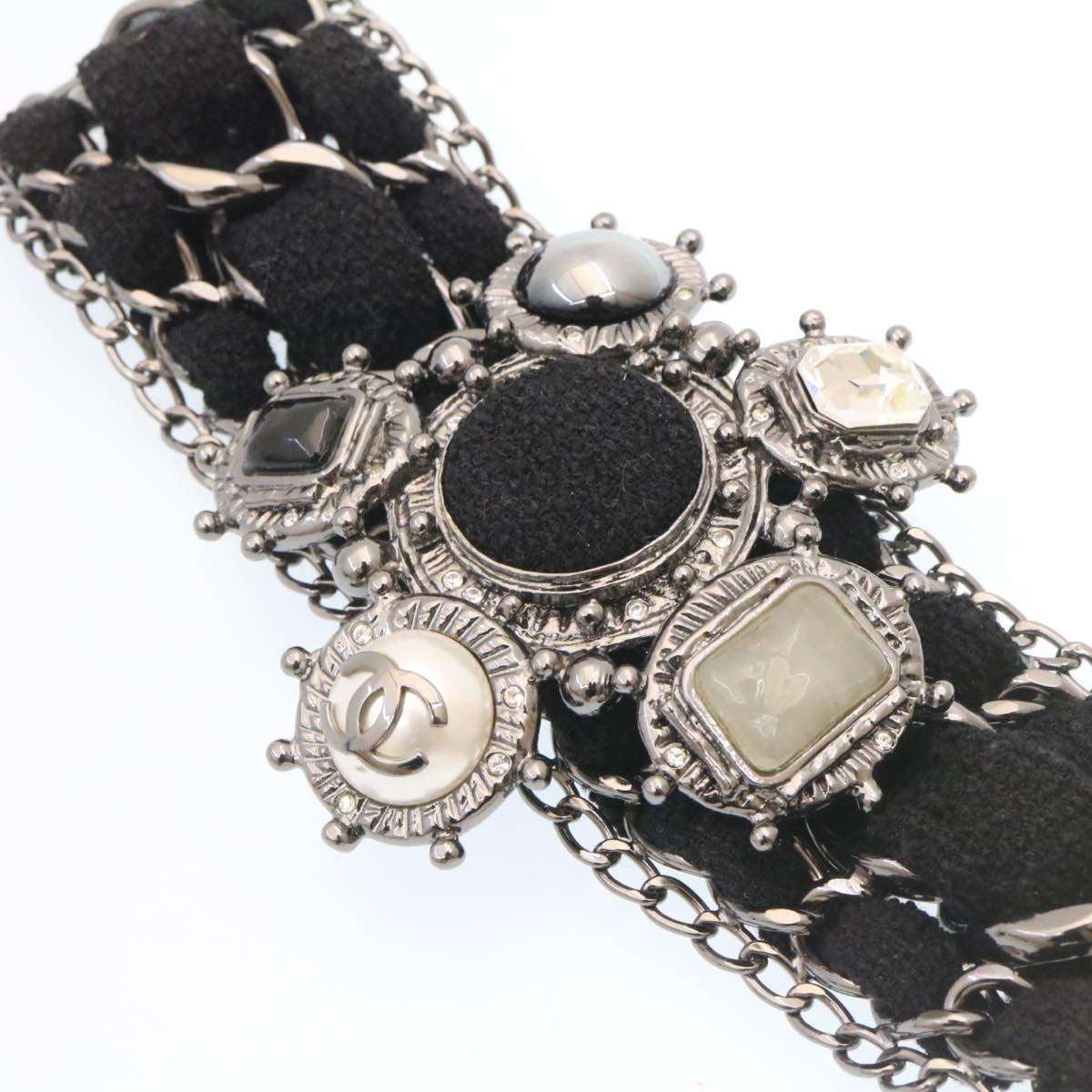 CHANEL Bangle Bracelet Metal Black CC am1441sA