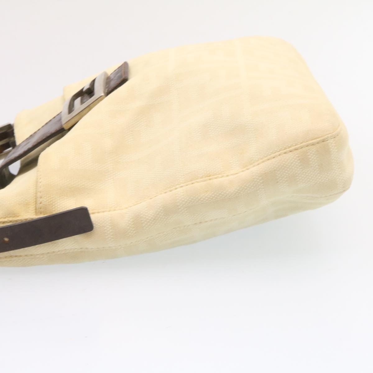 FENDI Zucca Canvas Mamma Baguette Shoulder Bag Beige Silver rd2017