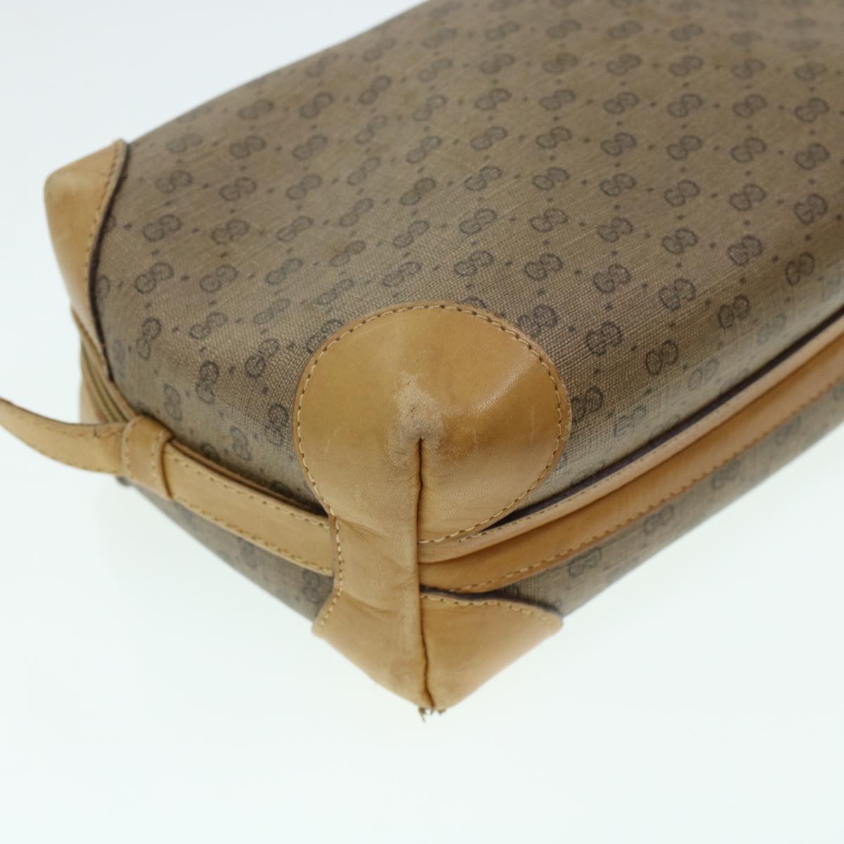 GUCCI Micro GG Canvas Shoulder Bag PVC Leather Beige th2491