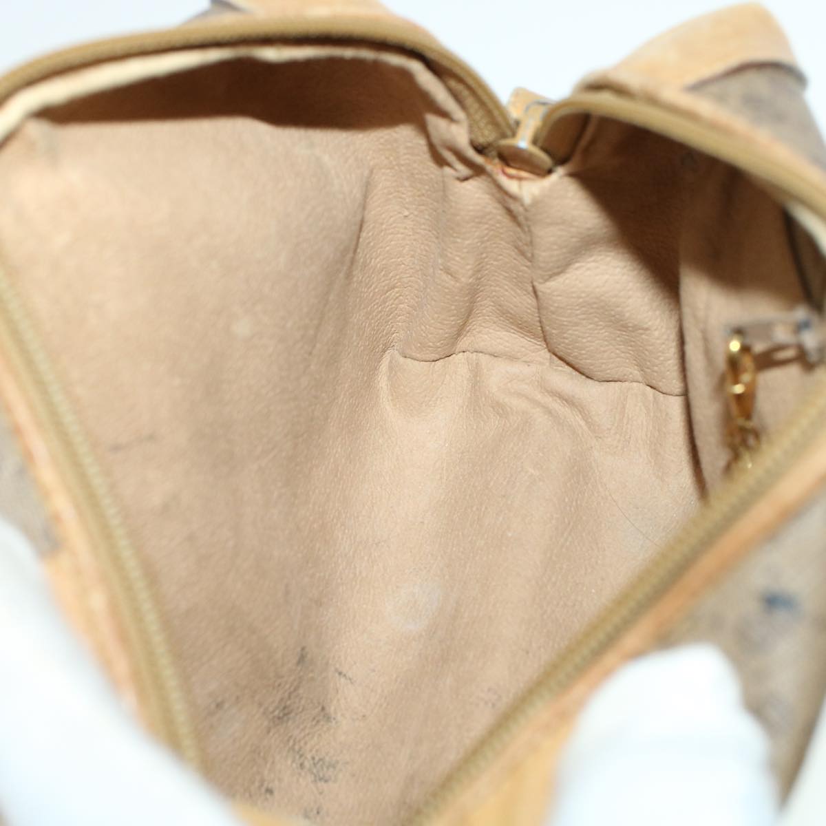 GUCCI Micro GG Canvas Shoulder Bag PVC Leather Beige th2491