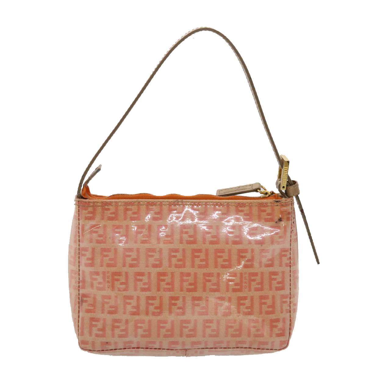 FENDI Zucchino Canvas Hand Bag Coated Canvas Orange am2609g