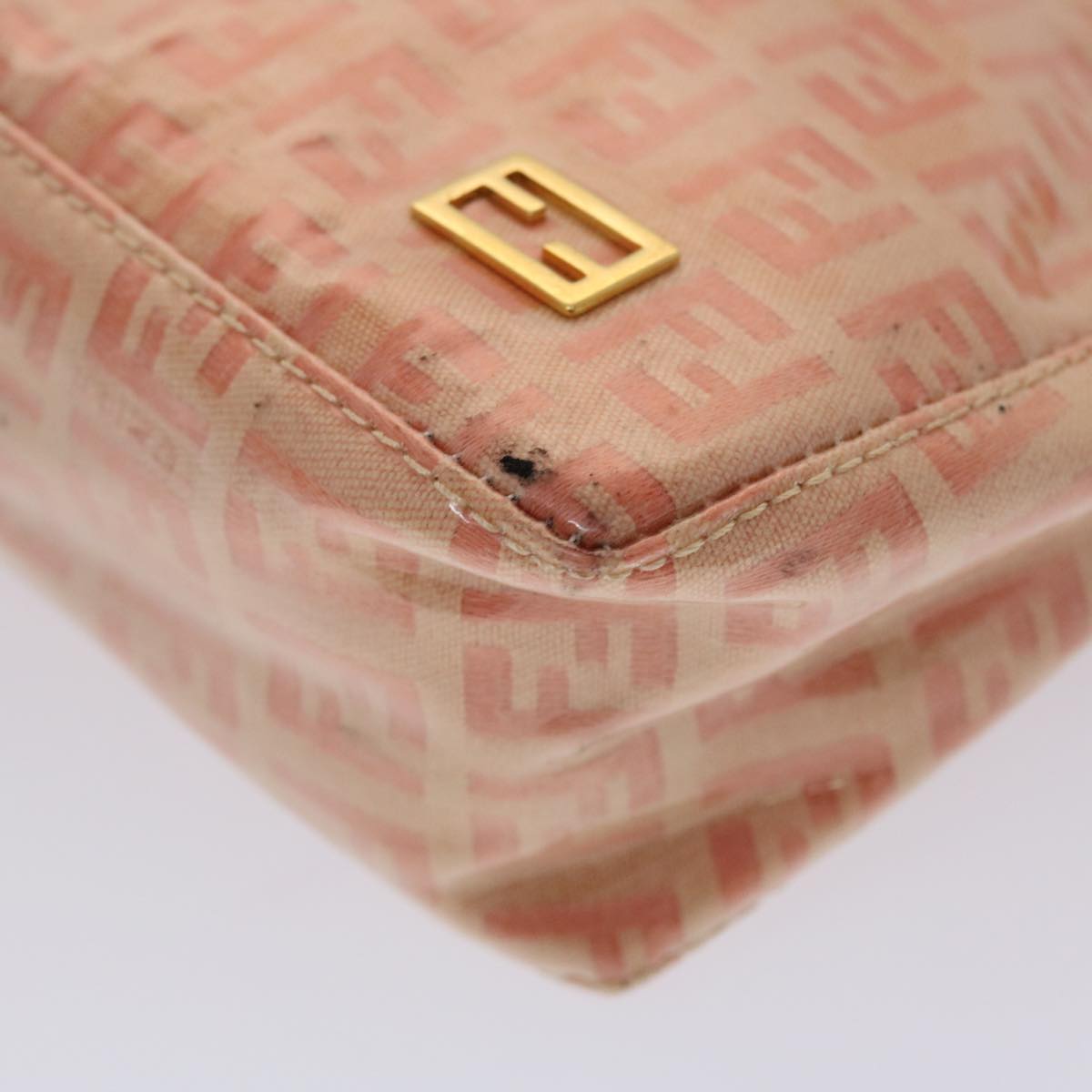 FENDI Zucchino Canvas Hand Bag Coated Canvas Orange am2609g