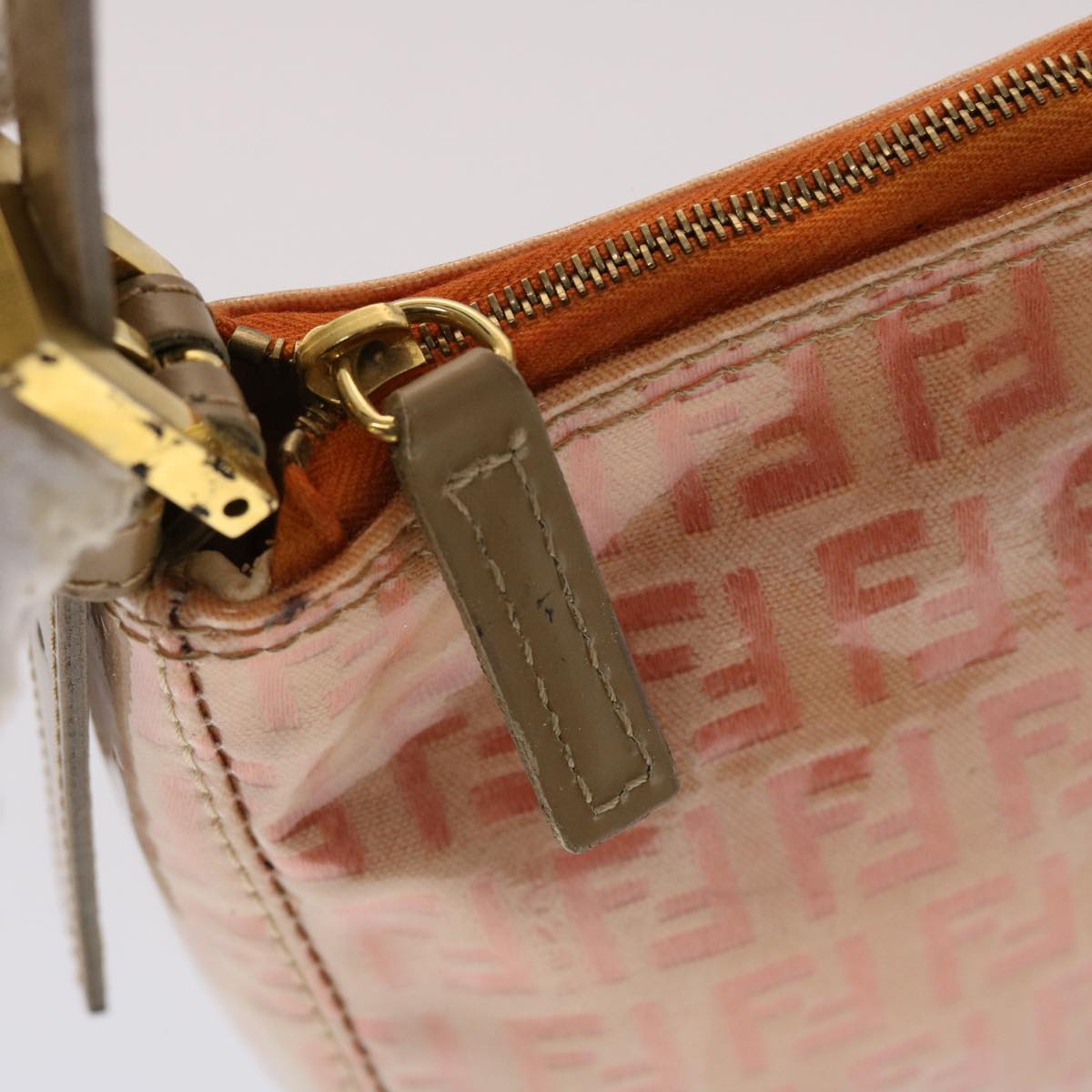 FENDI Zucchino Canvas Hand Bag Coated Canvas Orange am2609g