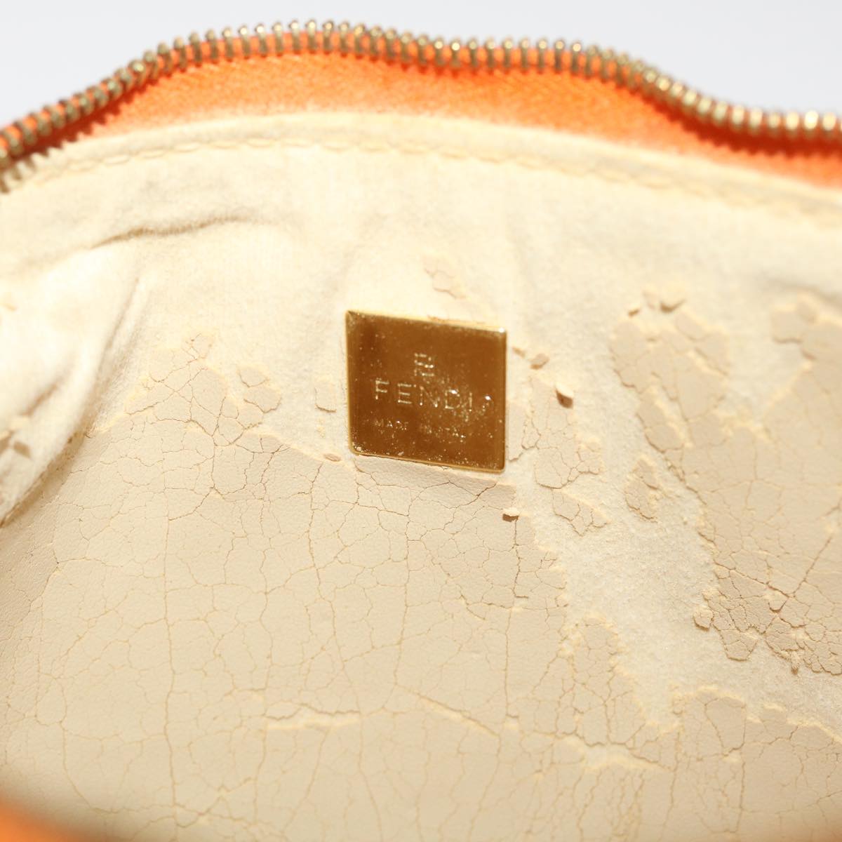 FENDI Zucchino Canvas Hand Bag Coated Canvas Orange am2609g