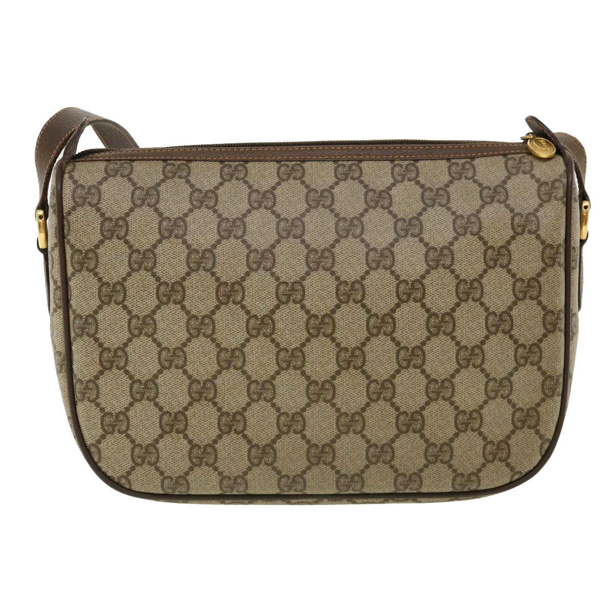 GUCCI Web Sherry Line GG Canvas Shoulder Bag PVC Leather Beige Green ep425