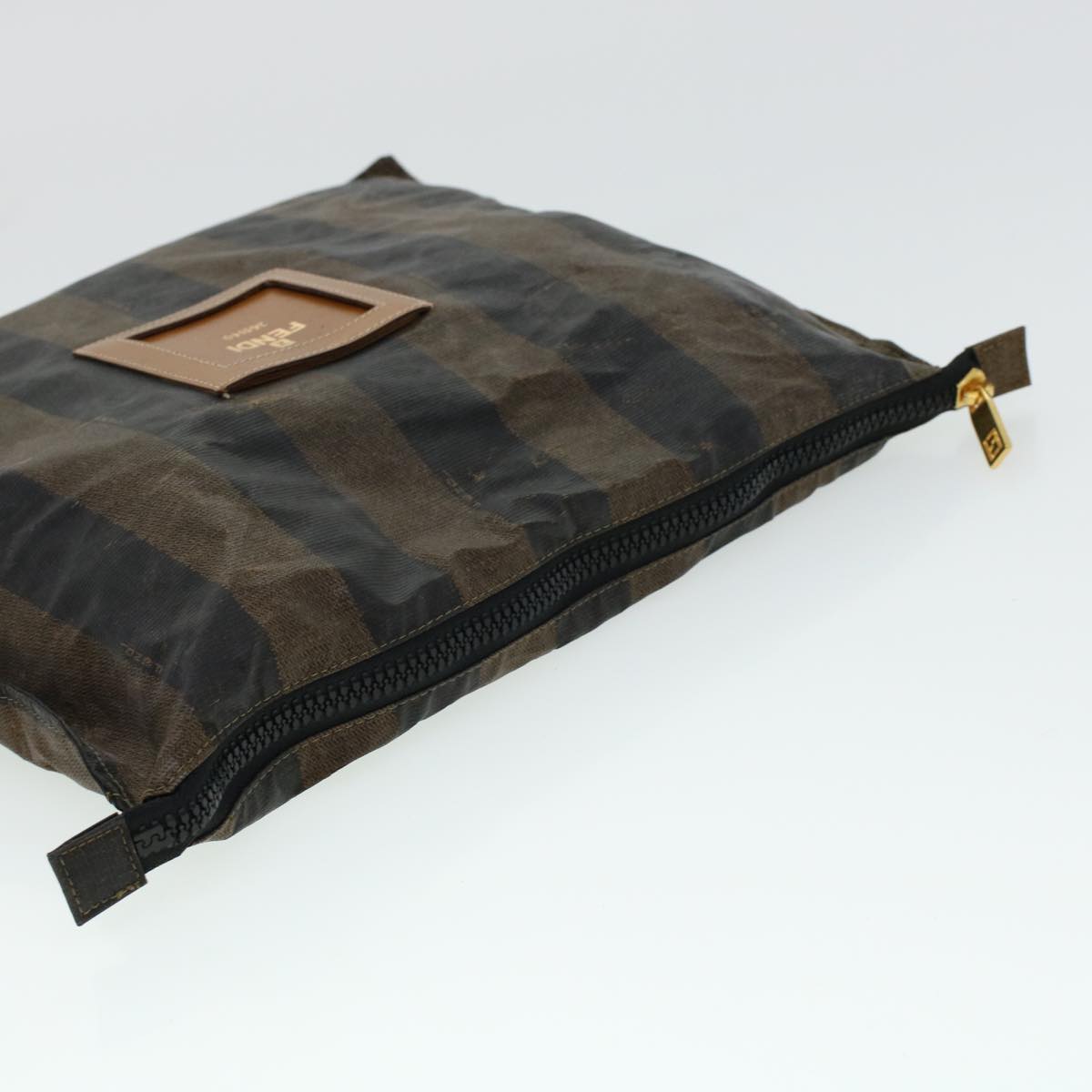 FENDI Pecan Canvas Pouch Shoulder Bag Coated Canvas 2Set Brown Black ti1034