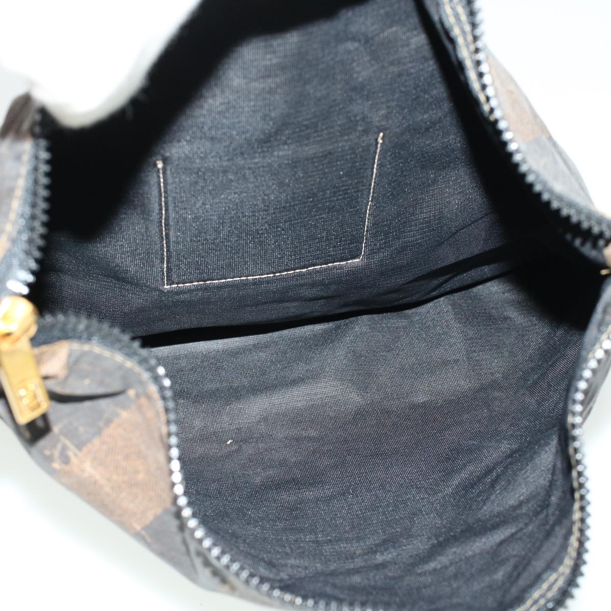 FENDI Pecan Canvas Pouch Shoulder Bag Coated Canvas 2Set Brown Black ti1034