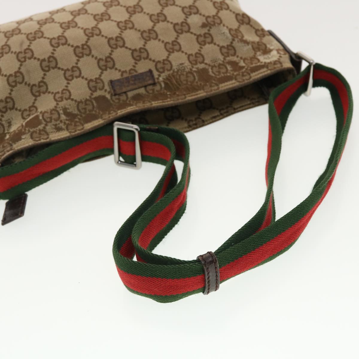 GUCCI GG Canvas Web Sherry Line Shoulder Bag Beige Green Red 189749 ti1038