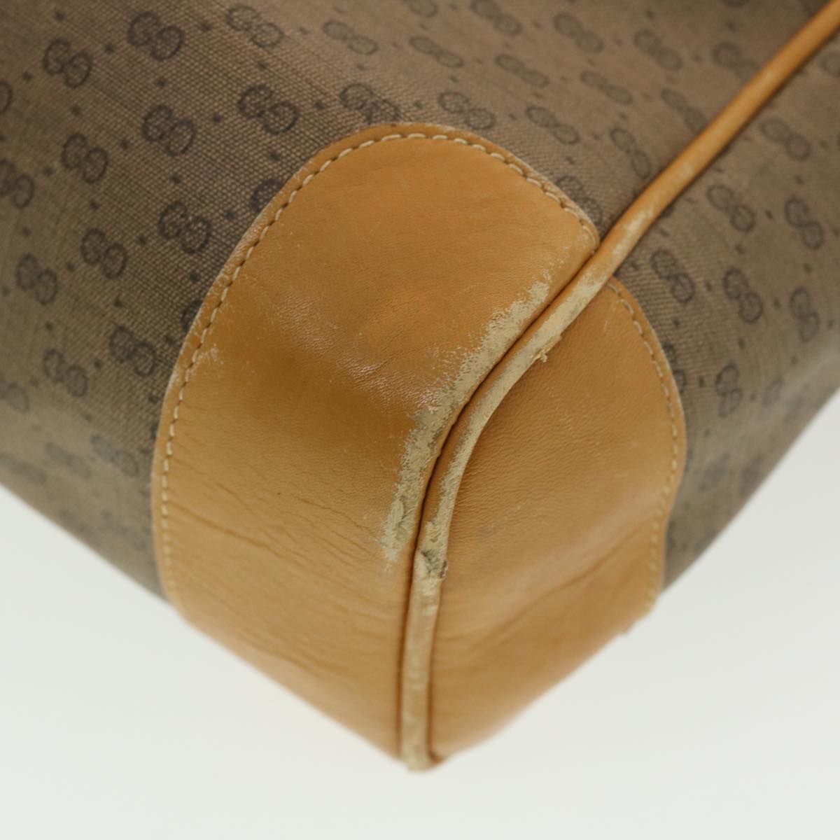 GUCCI Micro GG Canvas Tote Bag PVC Leather Beige ti1048