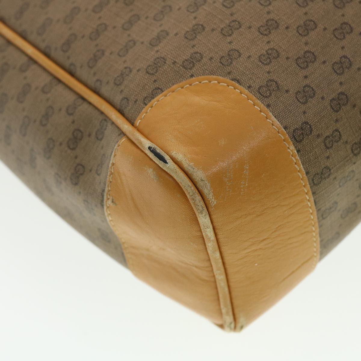 GUCCI Micro GG Canvas Tote Bag PVC Leather Beige ti1048