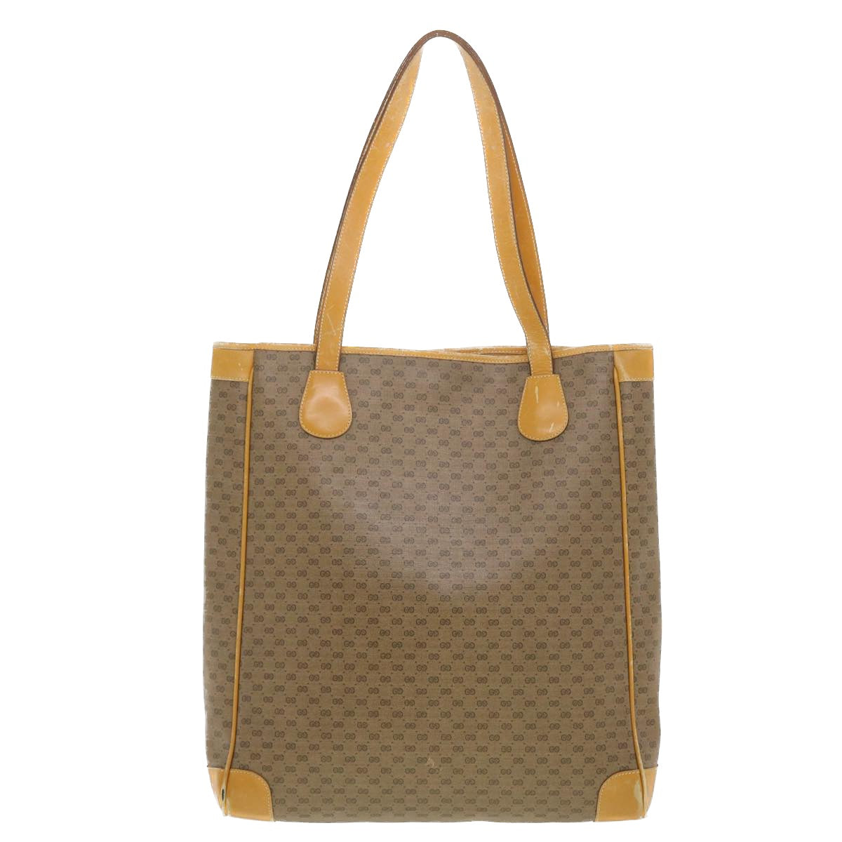 GUCCI Micro GG Canvas Tote Bag PVC Leather Beige ti1048