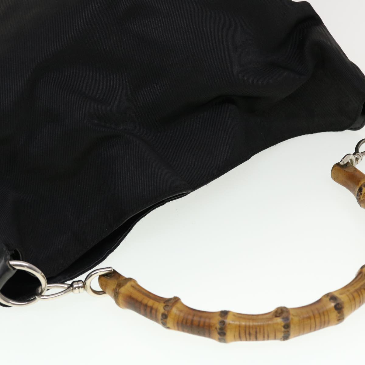 GUCCI Bamboo Hand Bag Canvas 2way Black 001 1577 2615 ti1056