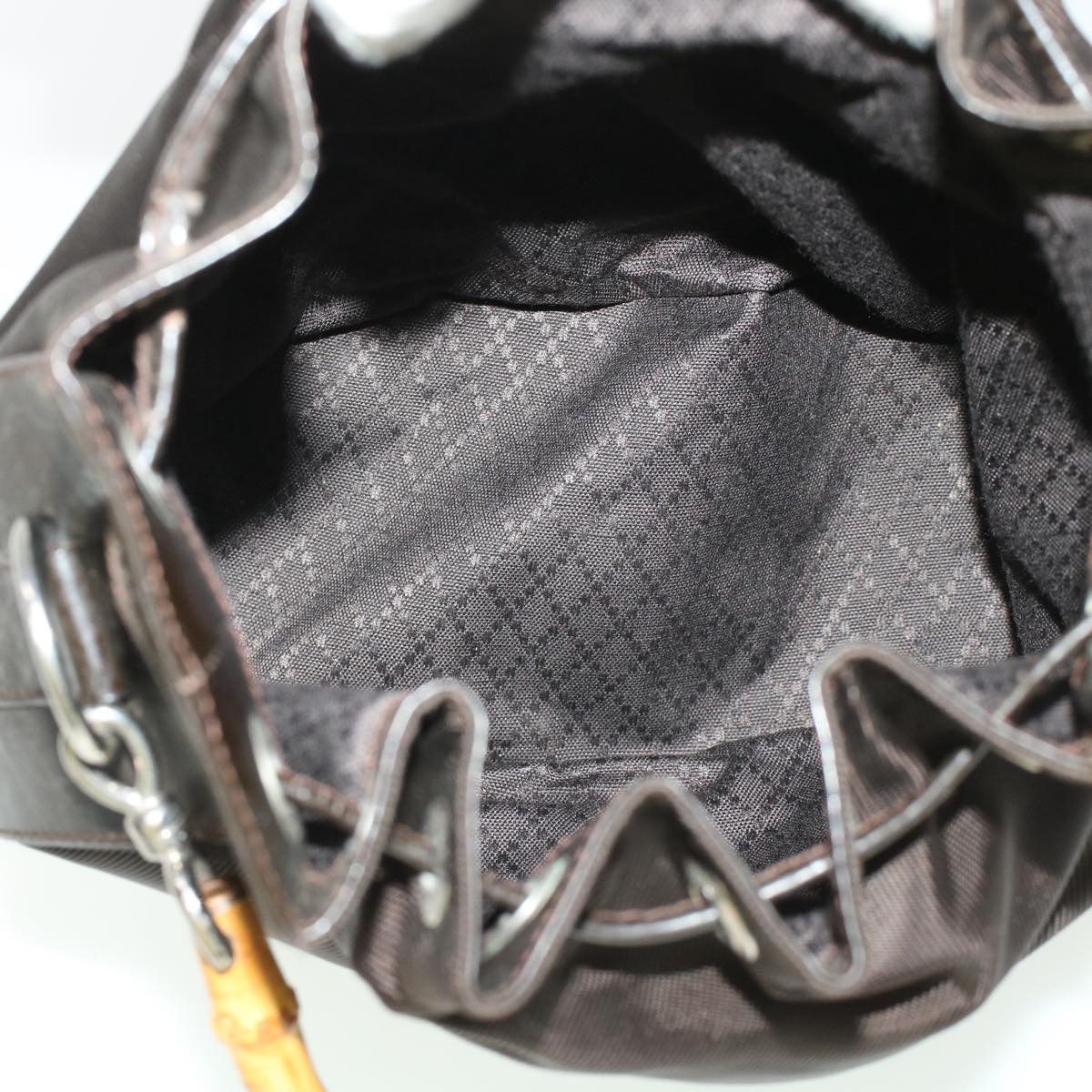 GUCCI Bamboo Shoulder Bag Canvas 2way Dark Brown ti1132